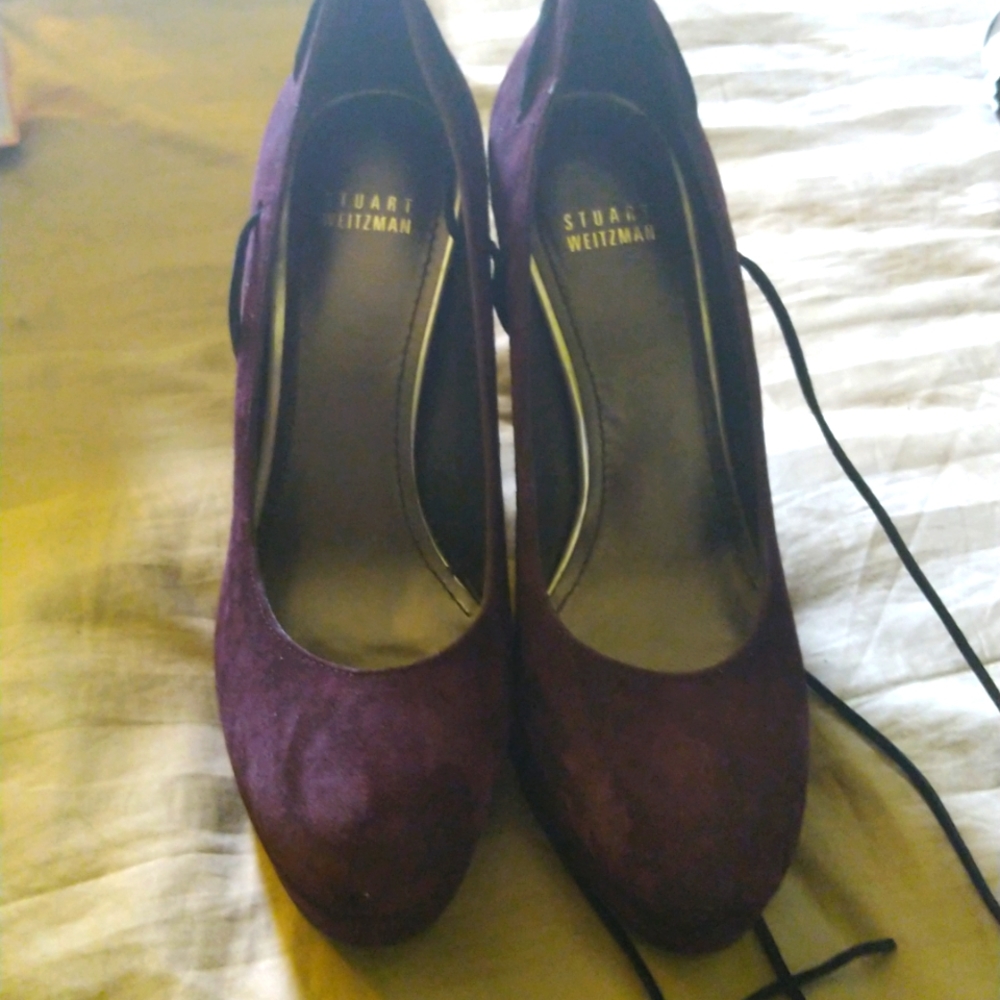 Stuart Weitzman heels, currant suede, size 8.5M